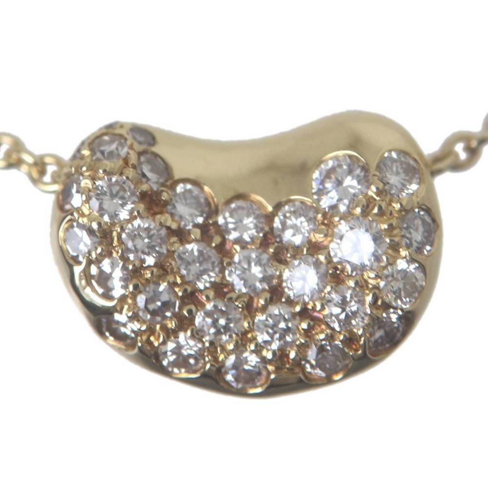 Tiffany & Co. Pavé Diamond Bean Necklace PERETTI 750 18K Gold 3.0g - Picture 3 of 7